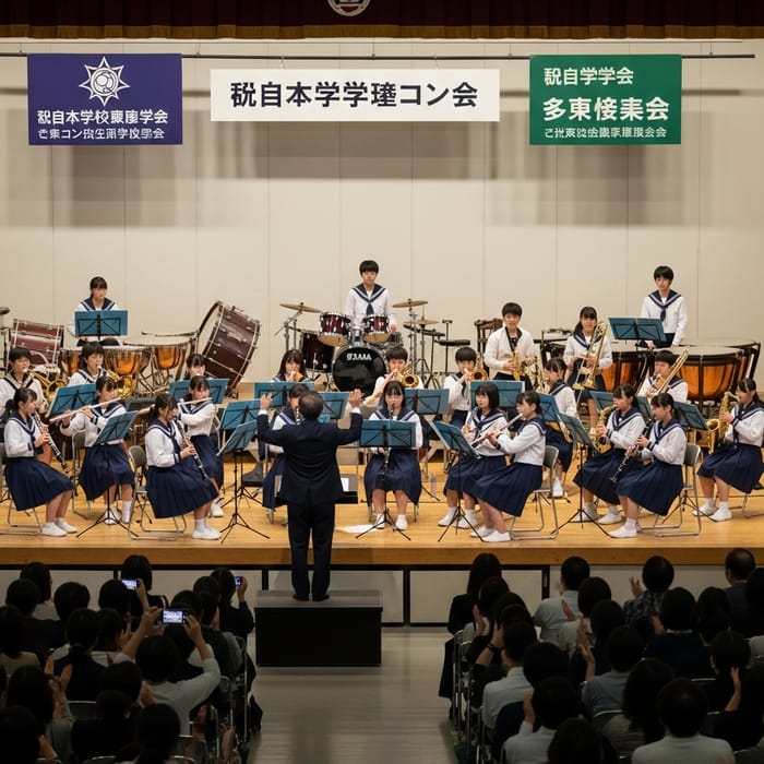 Japanese Middle School Band Concert - Enthusiastic Performance by Students Japanese Middle School Band Concert - Enthusiastic Performance by Students