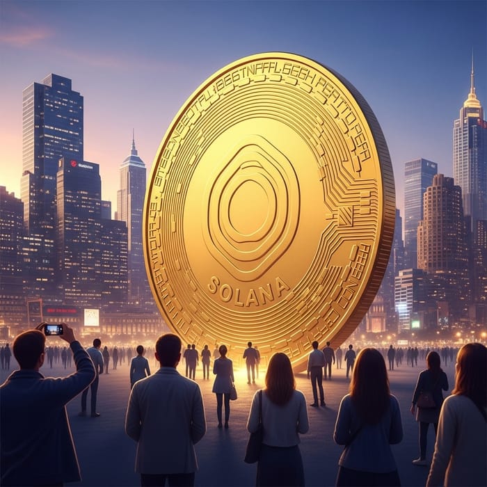 Solana Coin Takeover in a Dazzling Cityscape Solana Coin Takeover in a Dazzling Cityscape
