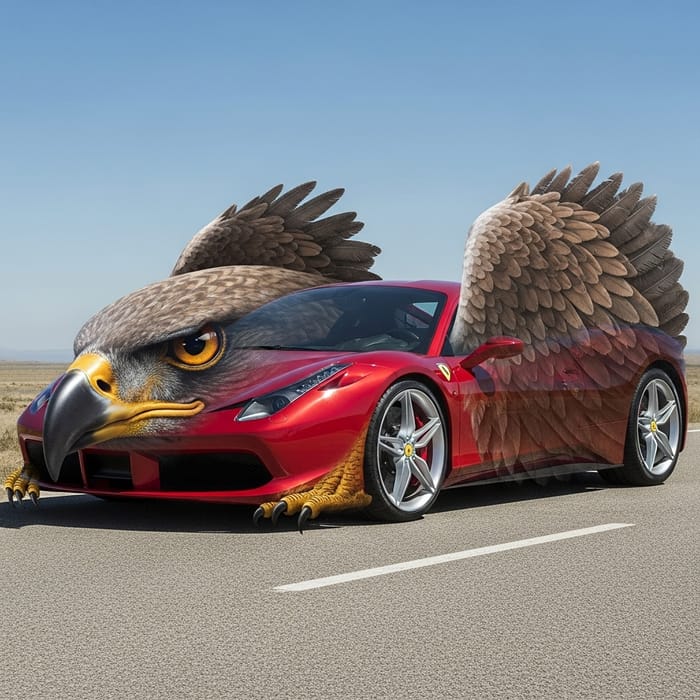 Hawk-Inspired Sports Car with Ferrari Aesthetic Features