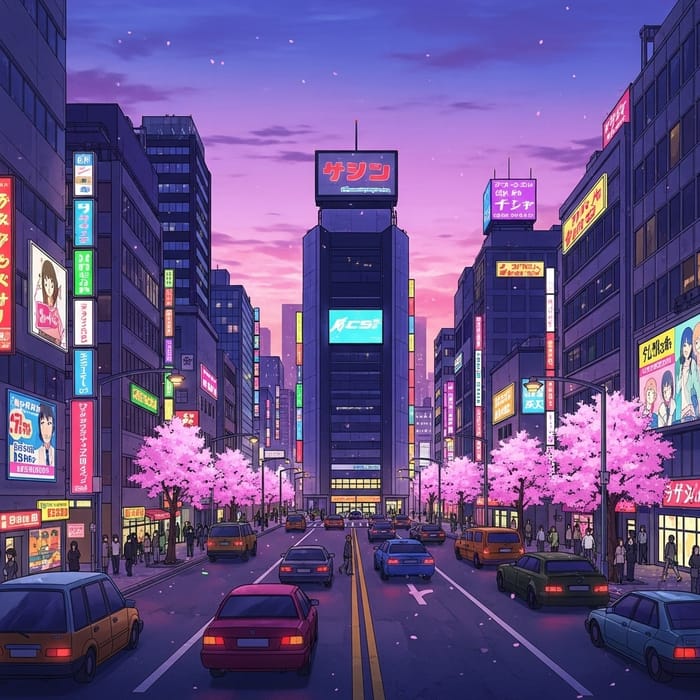 Bustling Anime City in Enchanting 4k Resolution