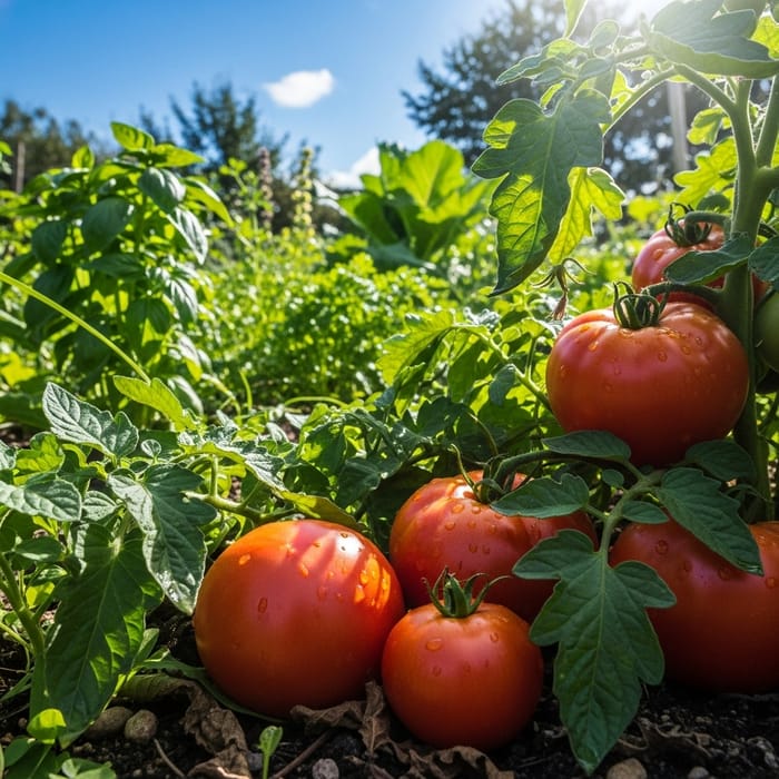 Fresh Tomatoes in a Beautiful Garden Fresh Tomatoes in a Beautiful Garden