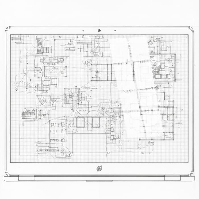 Laptop Screen Sketch - Hand-drawn Pencil Artistry Laptop Screen Sketch - Hand-drawn Pencil Artistry