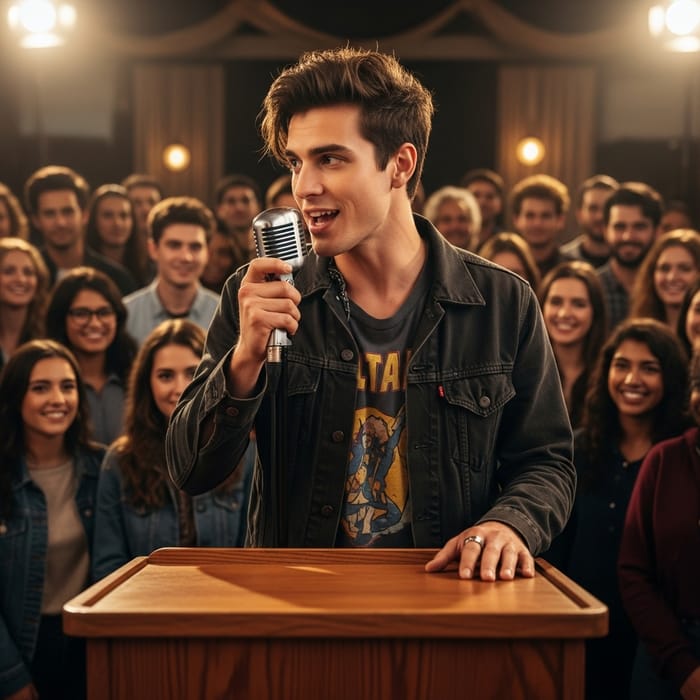 Young Rockstar Engages Crowd With Speech
