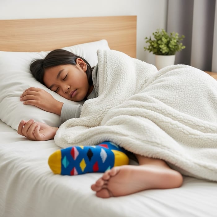 Sleeping 13-Year-Old Girl with Mismatched Socks Sleeping 13-Year-Old Girl with Mismatched Socks