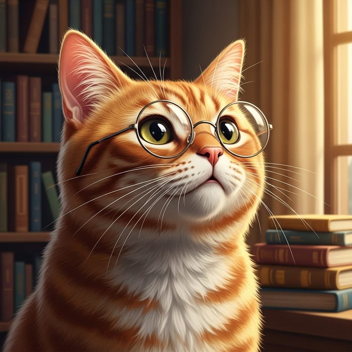 Adorable Cat Wearing Glasses | Literary Feline Style Adorable Cat Wearing Glasses | Literary Feline Style