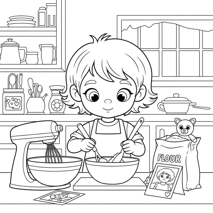 Nostalgic Cooking Fun: Whimsical Child's Cartoon Delight