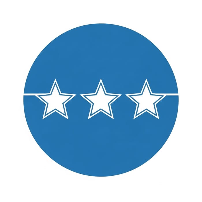 Bright White Stars Logo Design in Blue Circle Bright White Stars Logo Design in Blue Circle