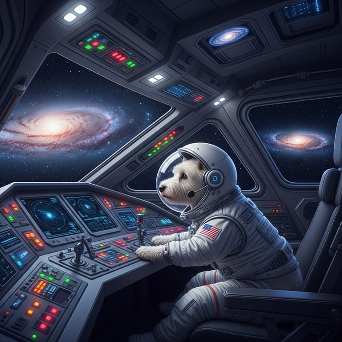 Courageous Canine Astronaut on a Futuristic Spaceship | Space Adventure