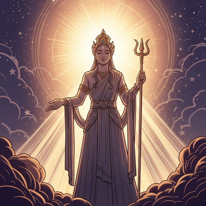 Divine Avatar of Beauty in Mythological Scene