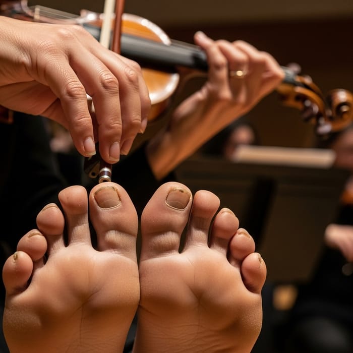 Gross Toe Nails on Violin Player - Music & Contrast