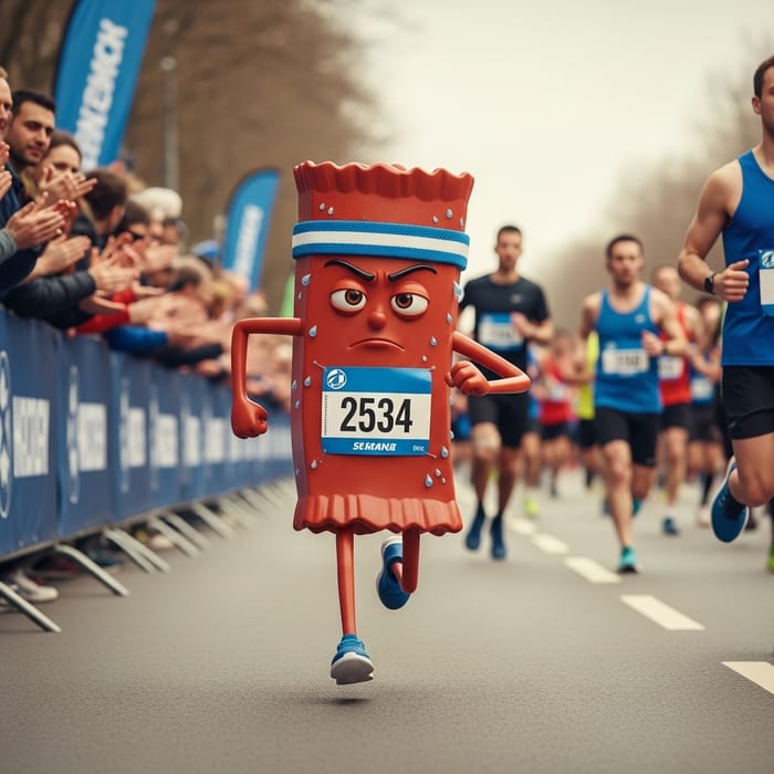 Cheerful Energy Bar Running a Marathon Cheerful Energy Bar Running a Marathon