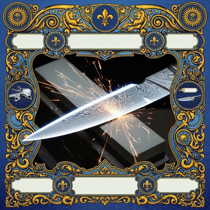 Gleaming Sharpened Blade | Blue & Golden Yellow Border