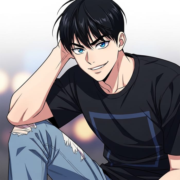 Handsome Korean Teenager in Manhwa Style Drawing Handsome Korean Teenager in Manhwa Style Drawing