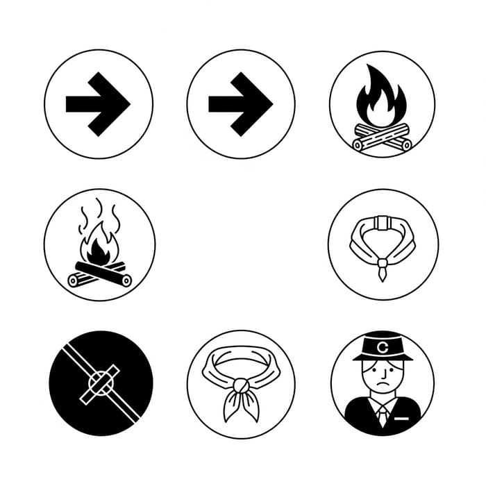 Russian Constructivism Inspired Round Icons for Modern Children's Camp Website Design