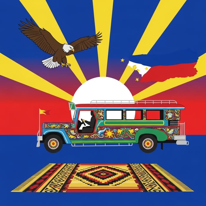 Philippines Digital Art: Cultural Icons in Sunset Scene