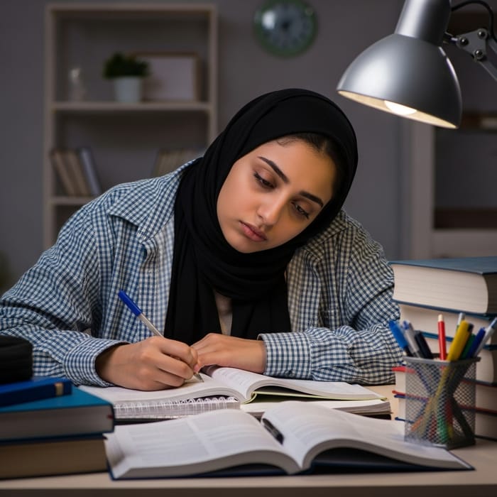 Tired Middle-Eastern Student Burning the Midnight Oil