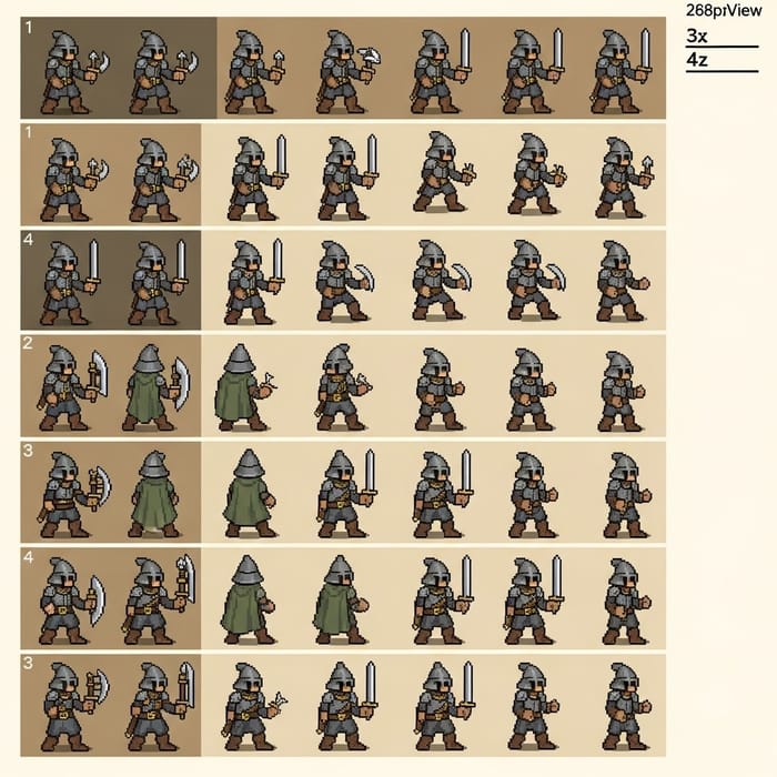 Pixel Art Sprite Sheet: Dungeons & Dragons Character Frames