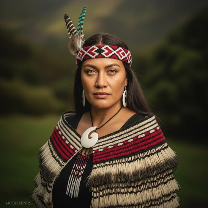 Maori Woman in Traditional Attire: Cultural Fine Art Portrait Maori Woman in Traditional Attire: Cultural Fine Art Portrait