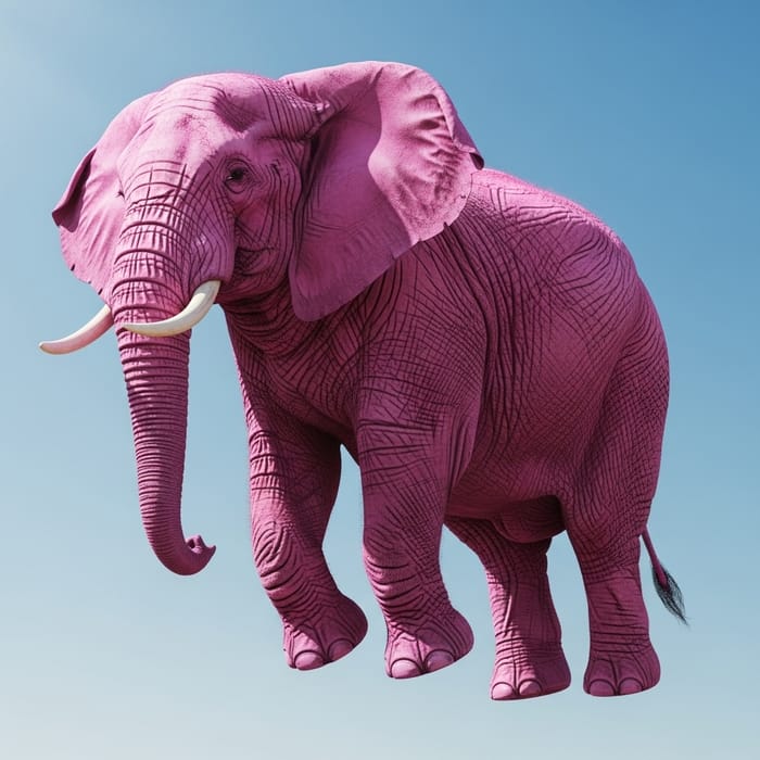 Pink Flying Elephant - Whimsical Aerial Wonder in Soft Hues Pink Flying Elephant - Whimsical Aerial Wonder in Soft Hues