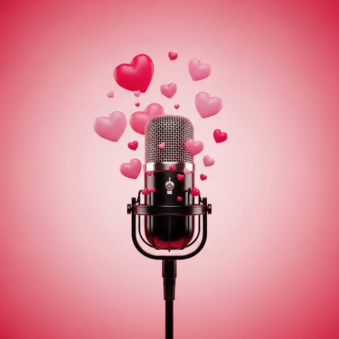 Pink Studio Microphone with Heart Embellishments Pink Studio Microphone with Heart Embellishments