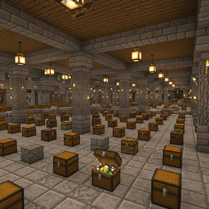 Impressive Minecraft Stone and Wood Treasure Room Impressive Minecraft Stone and Wood Treasure Room