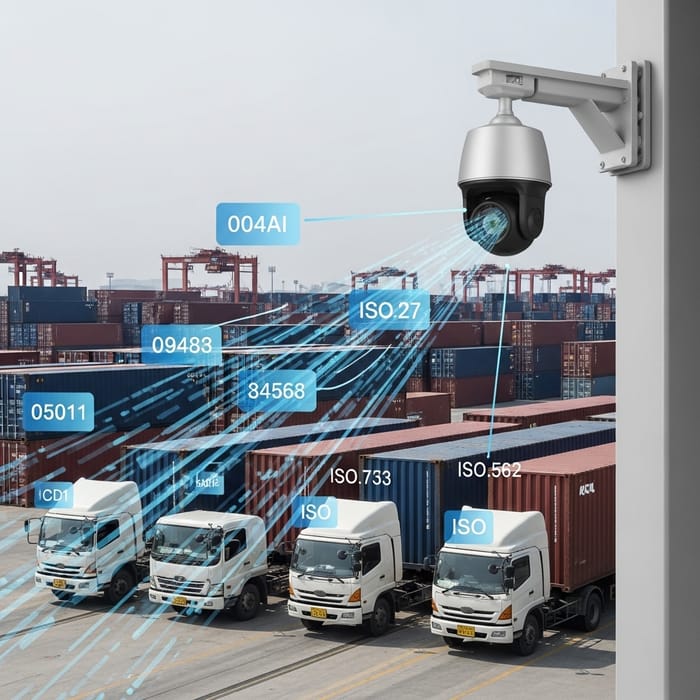 Advanced AI CCTV Camera Detects Truck License Plates & Container ISO Codes