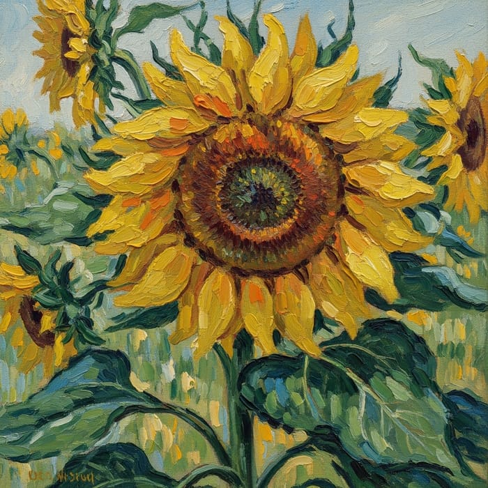 Sunflower in Impressionist Art - Vibrant Colors Sunflower in Impressionist Art - Vibrant Colors