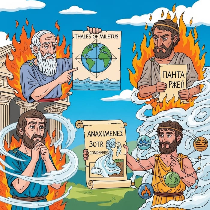 Ancient Philosophers Cartoon: Tale of Mileto, Heraclitus & Anaximenes