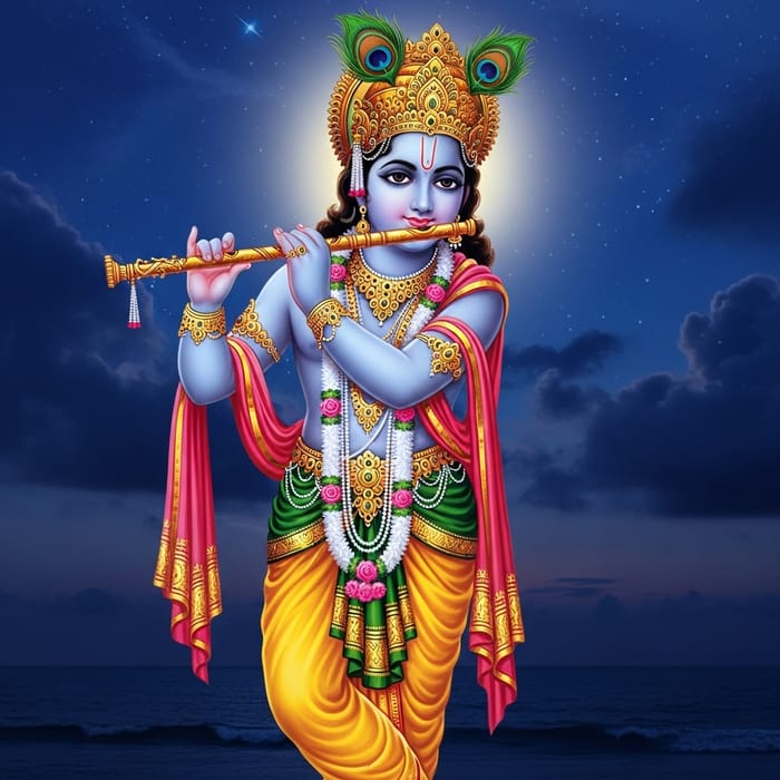 Lord Krishna HD Images - Divine Melody in Sky