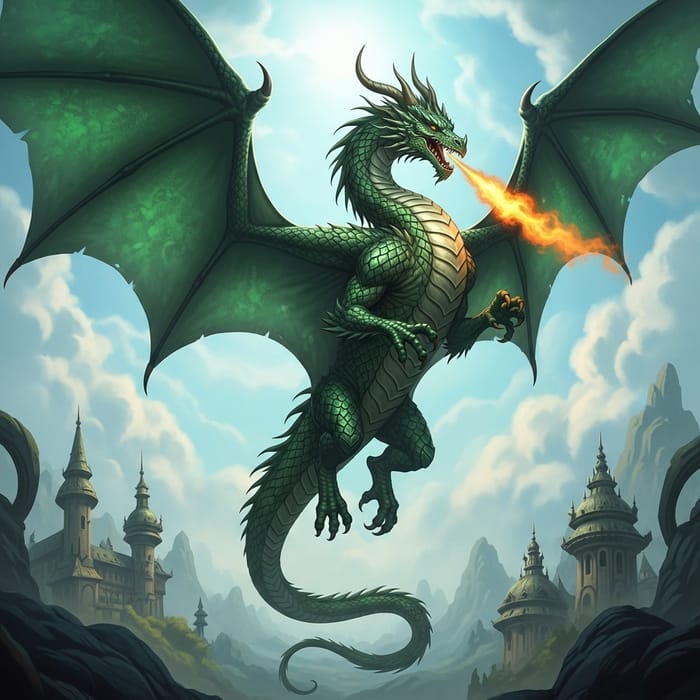 Majestic Dragon in Flight | Emerald Dragon Scales Majestic Dragon in Flight | Emerald Dragon Scales