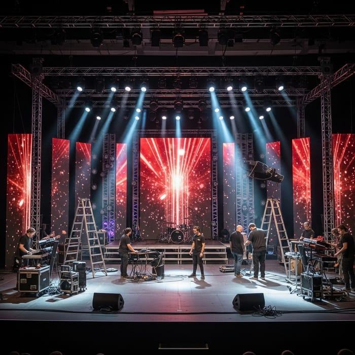 Modern Stage Setup: Intricate Preparations for Spectacular Performance