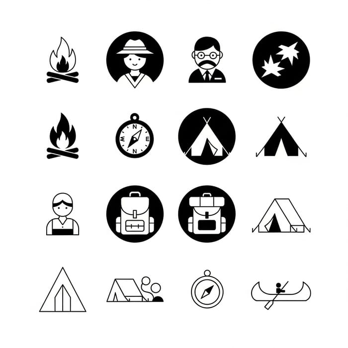 Russian Constructivist Children's Camp Icons: Modern Design