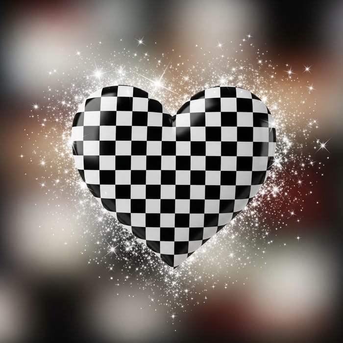Checkerboard Heart with Sparkles - Magical Design
