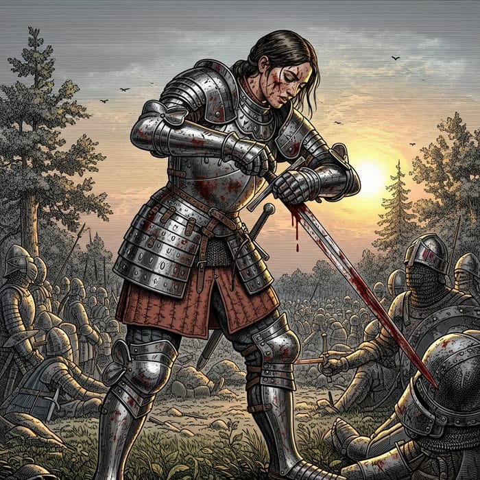 Battle-Weary Knight: Dark and Moody Historical Scene in Germania