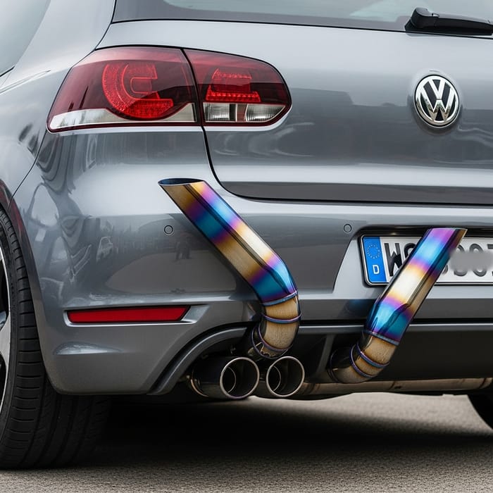 VW Golf R Mk6 Custom Grey Titanium Exhaust System Design VW Golf R Mk6 Custom Grey Titanium Exhaust System Design