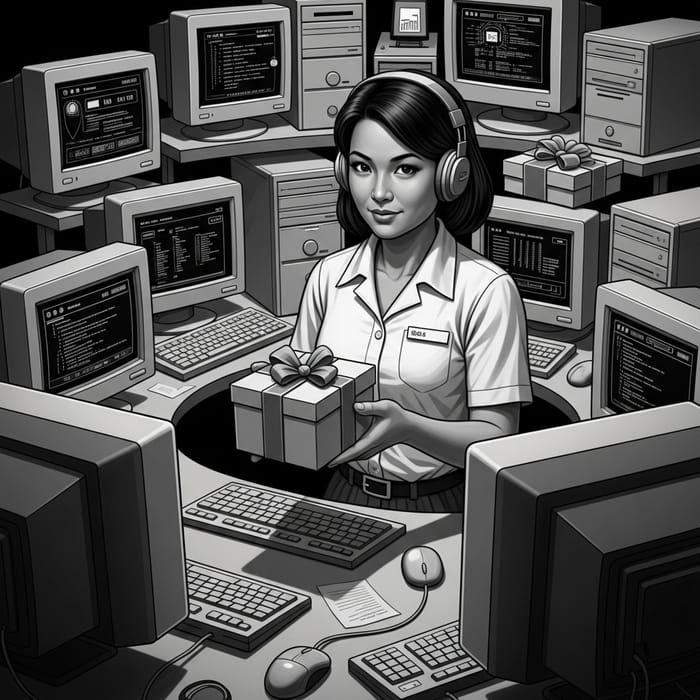 Vintage Web Programmer Poster with Chiaroscuro Lighting Gift Presentation