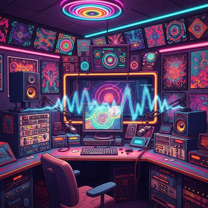 Vibrant Psy Trance Radio Station | Neon Lights & Trippy Art