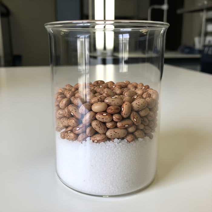 Bean and Salt Mix in Glass Beaker
