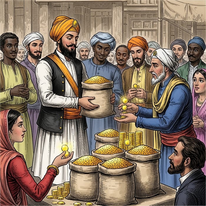 18th Century Sikh Businessman Selling Food Grains