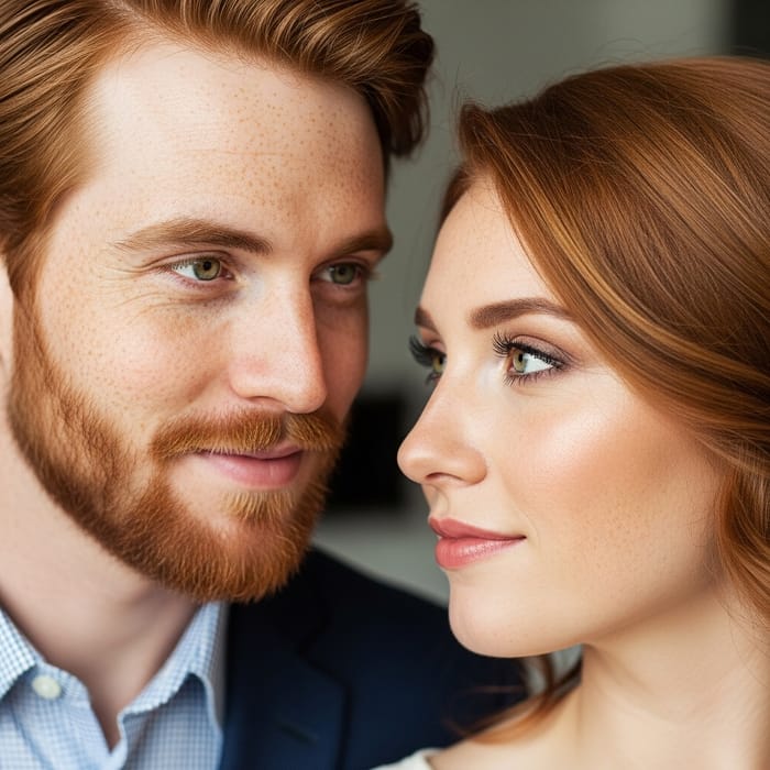 Close-Up Ginger-Haired Couple with Freckles | Romantic Look Close-Up Ginger-Haired Couple with Freckles | Romantic Look