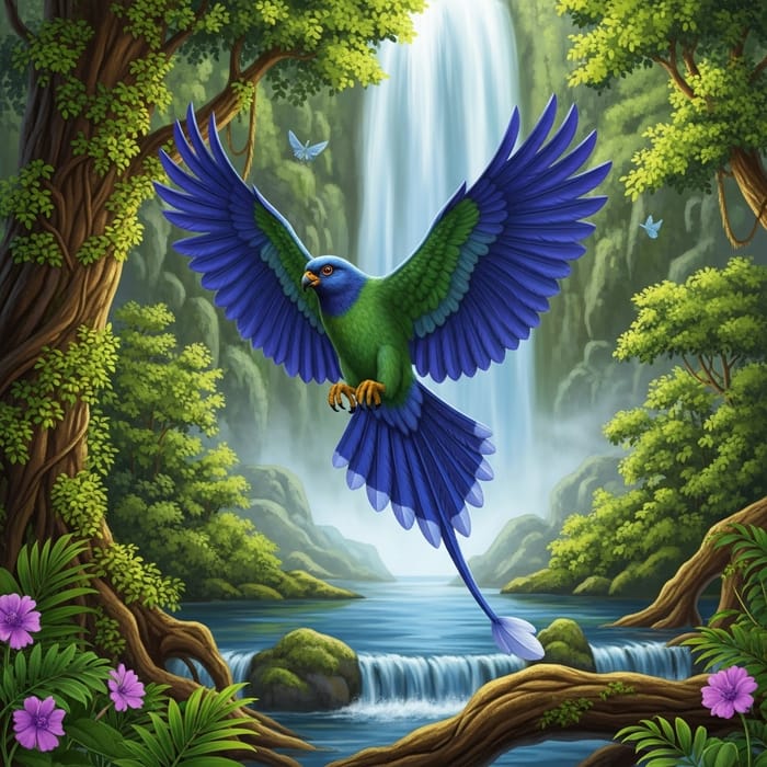 Graceful Bird in Vibrant Forest Scene
