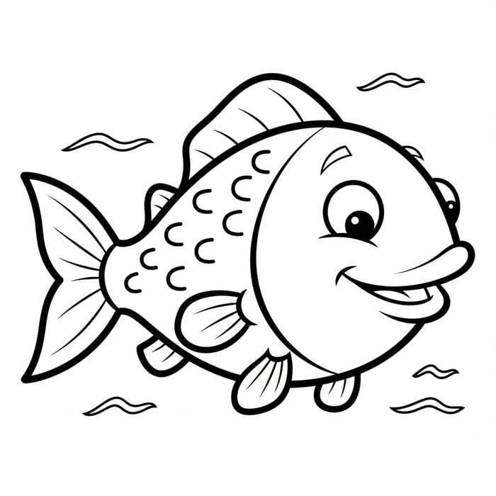 Classic Playful Fish Cartoon for Kids Coloring Classic Playful Fish Cartoon for Kids Coloring