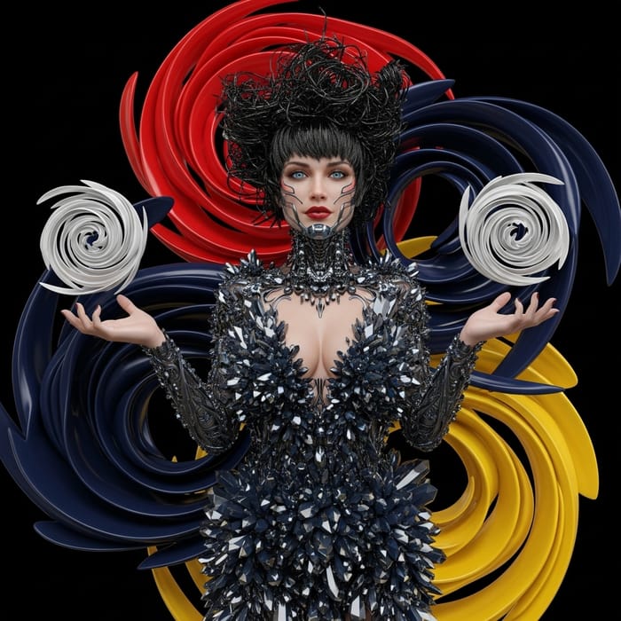 Futuristic Optics Art: Swirling Vortexes of Red, Black, and Gold