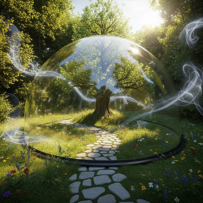 Enchanted Glass Dome in a Lush Forest | Captivating Nature Scene