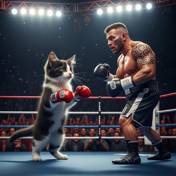 Kitten Border Collie Boxing Match vs. Mike Tyson Lookalike Kitten Border Collie Boxing Match vs. Mike Tyson Lookalike
