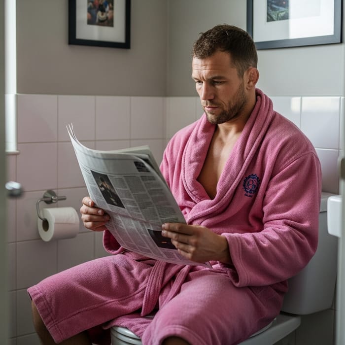 Khabib Nurmagomedov Toilet Reading Pink Bathrobe Khabib Nurmagomedov Toilet Reading Pink Bathrobe