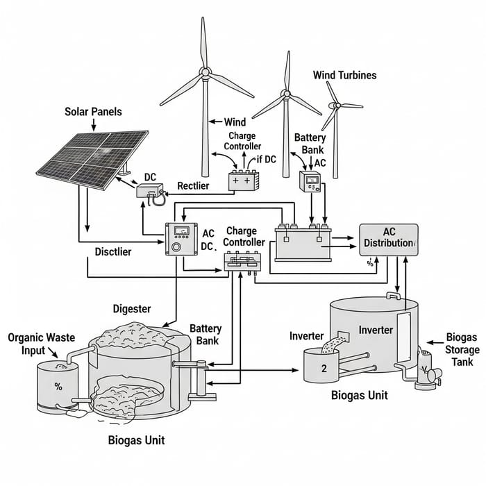 Hybrid Power System Integrating Solar, Wind Energy & Biogas Unit Hybrid Power System Integrating Solar, Wind Energy & Biogas Unit