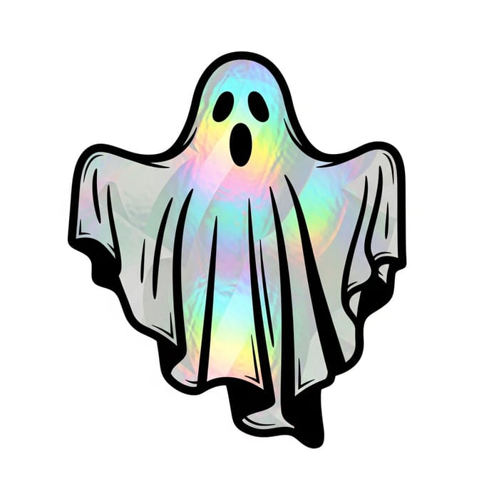 Prismatic Holographic Black and White Ghost Stencil Design Prismatic Holographic Black and White Ghost Stencil Design