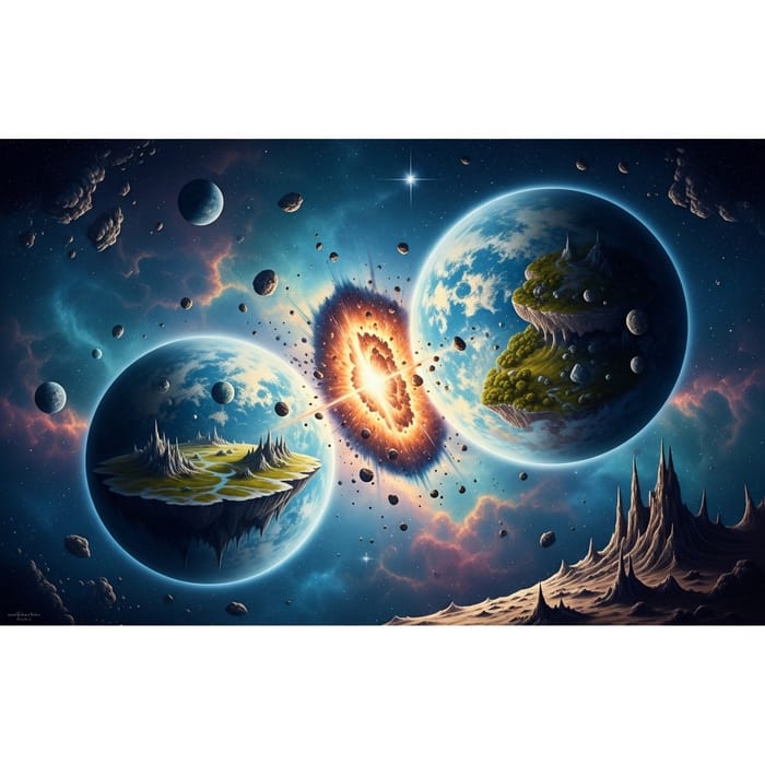 Majestic Alien Planets Collision: Surreal Cosmic Spectacle Majestic Alien Planets Collision: Surreal Cosmic Spectacle
