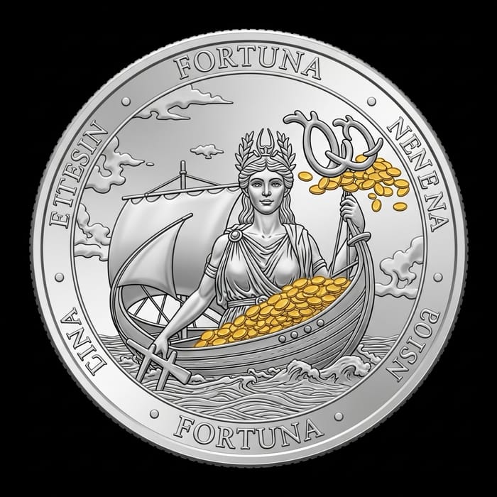 Intricate Silver Roman Coin NFT with Fortuna & Capricorn Intricate Silver Roman Coin NFT with Fortuna & Capricorn